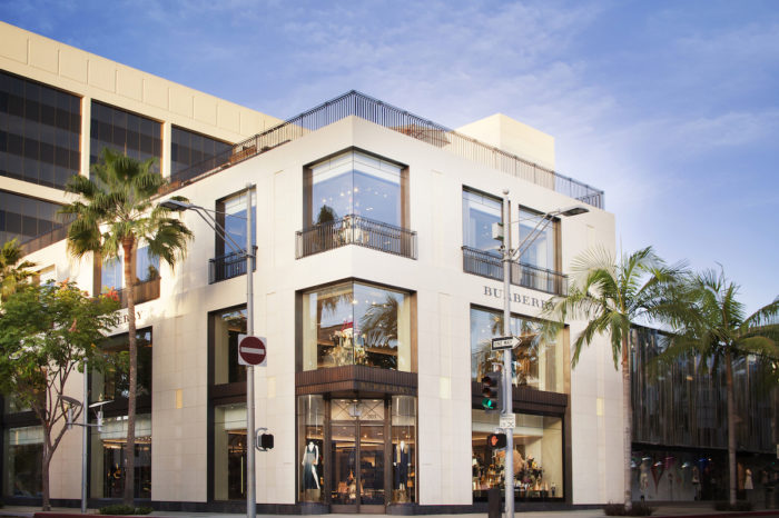 Exterior of Burberry flagship store in Beverly Hills