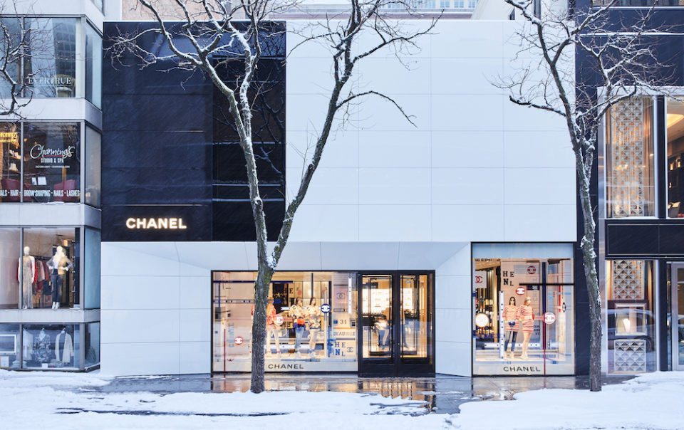 Chanel Chicago exterior with snow covered street