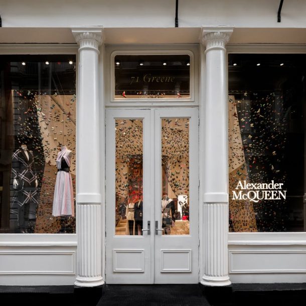 Exterior view of the Alexander McQueen store in SOHO New York, NY